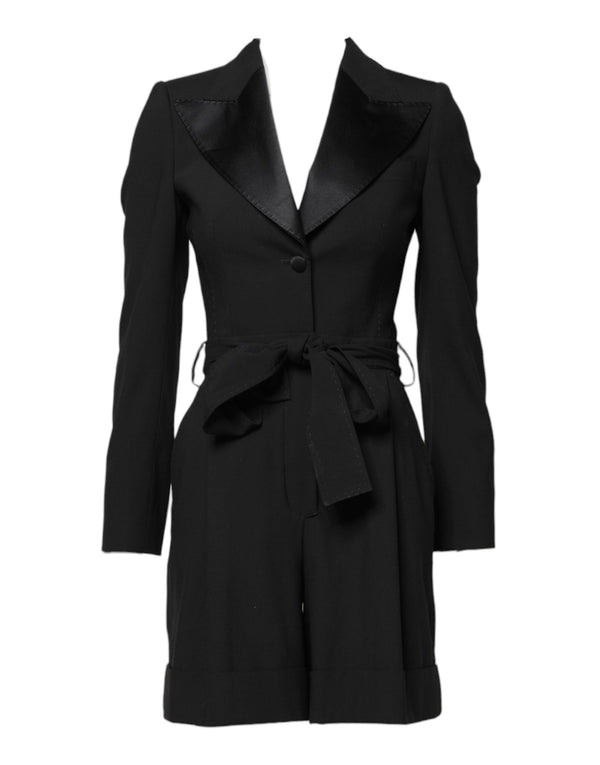 Black Wool Jumpsuit Dress Women Coat Jacket Dolce & Gabbana