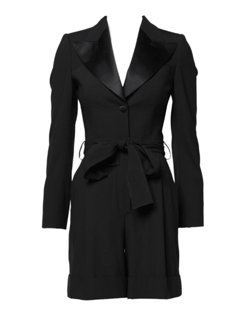 Black Wool Jumpsuit Dress Women Coat Jacket Dolce & Gabbana