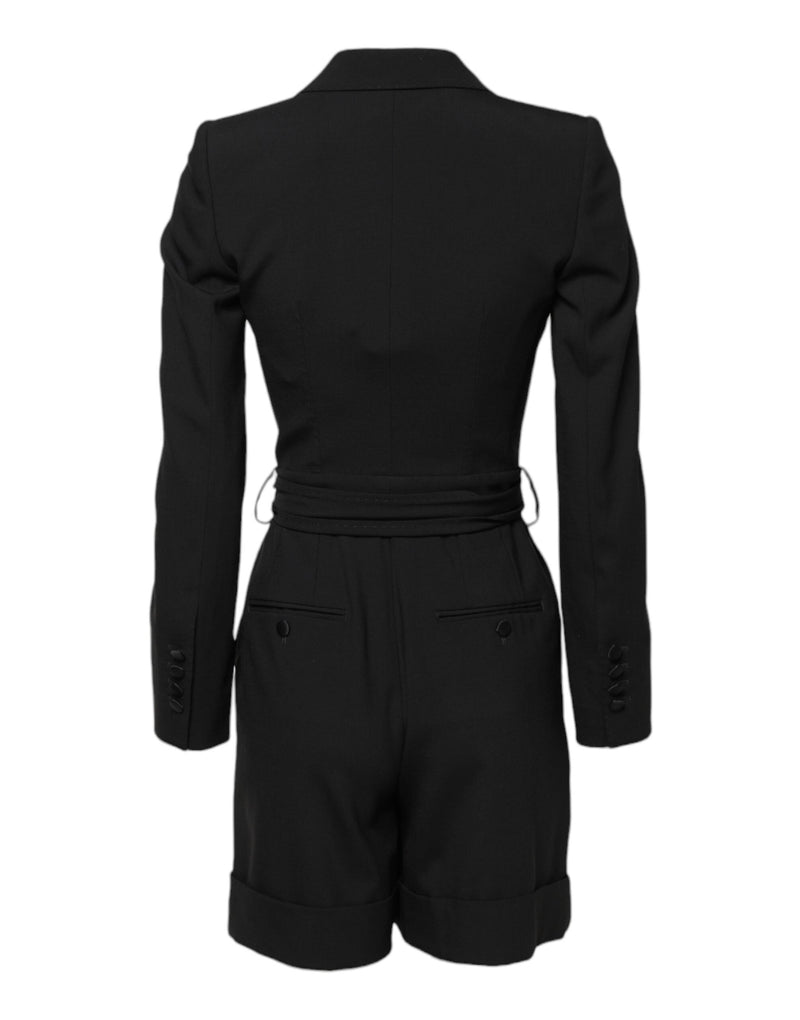 Black Wool Jumpsuit Dress Women Coat Jacket Dolce & Gabbana