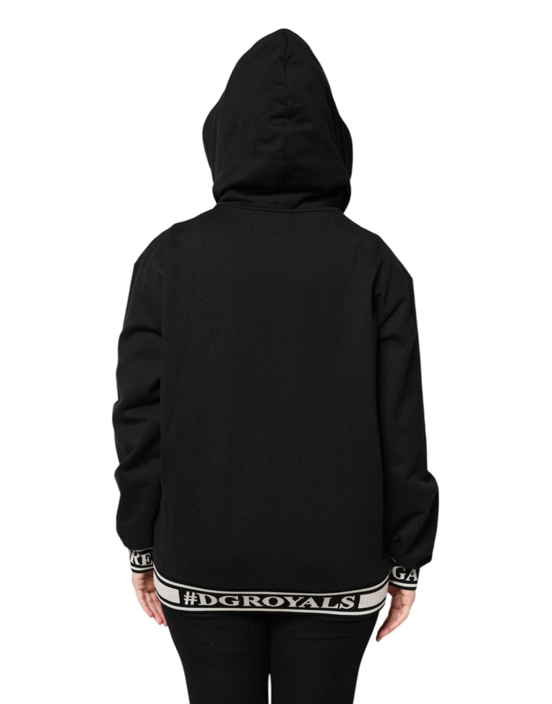 Black Cotton Hooded Full Zip Sweatshirt Sweater Dolce & Gabbana