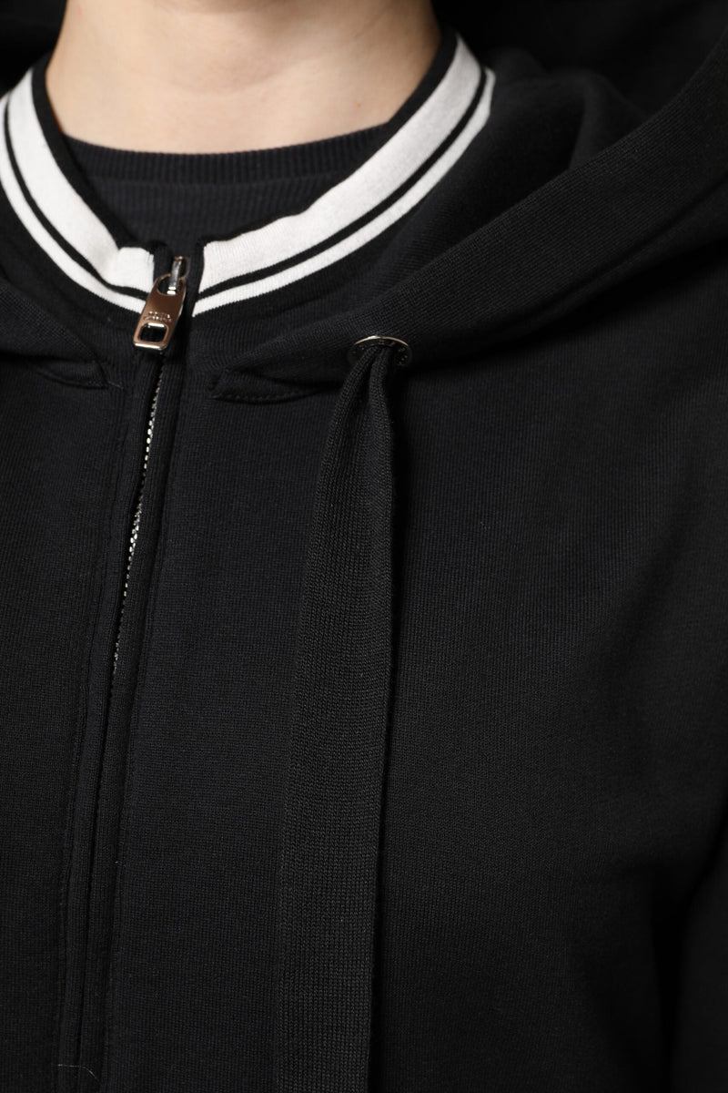 Black Cotton Hooded Full Zip Sweatshirt Sweater Dolce & Gabbana