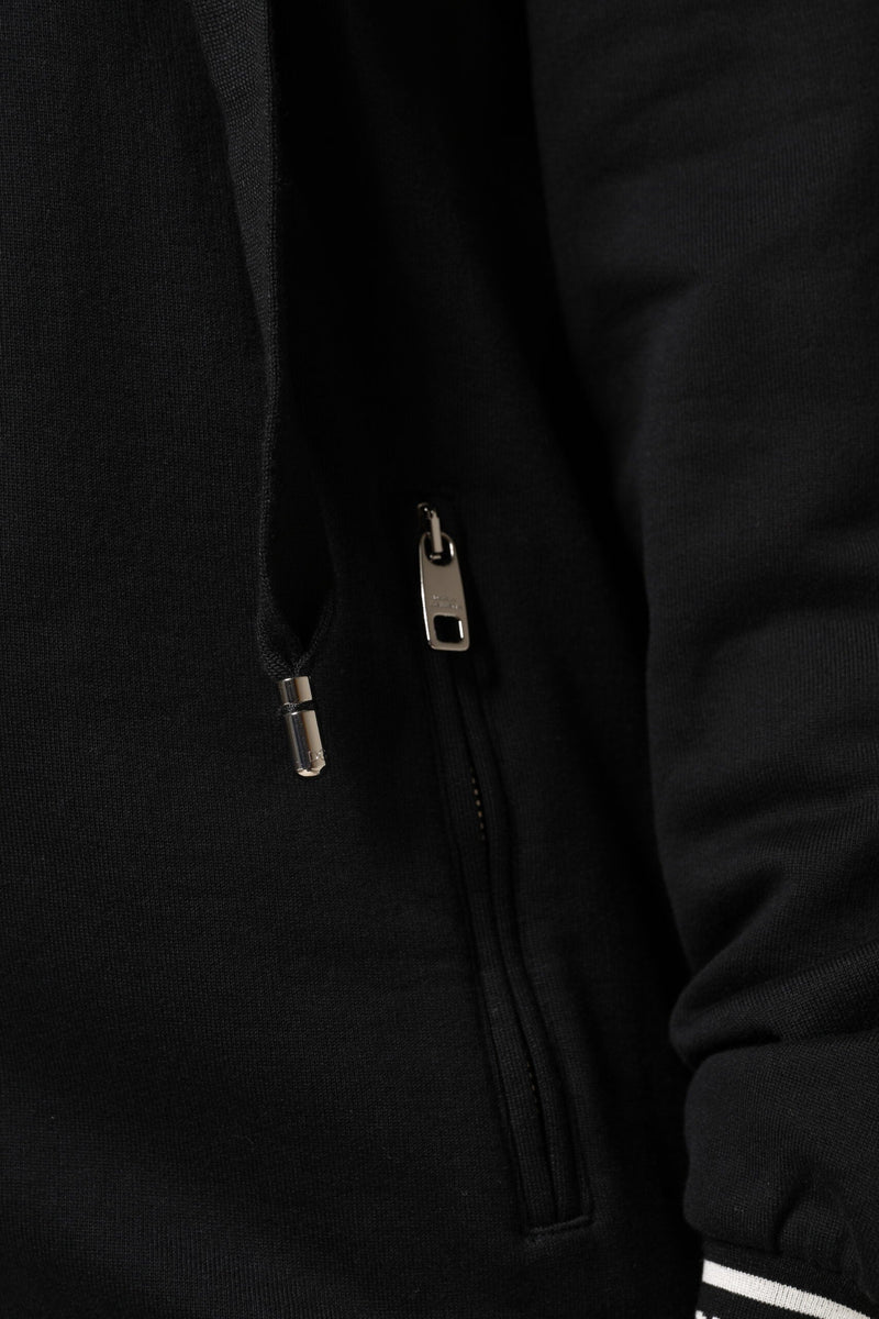 Black Cotton Hooded Full Zip Sweatshirt Sweater Dolce & Gabbana