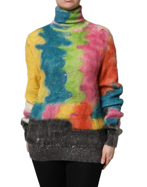 Multicolor Mohair Turtleneck Pullover Sweater Dolce & Gabbana