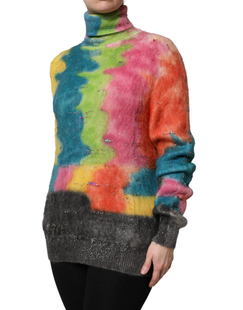Multicolor Mohair Turtleneck Pullover Sweater Dolce & Gabbana