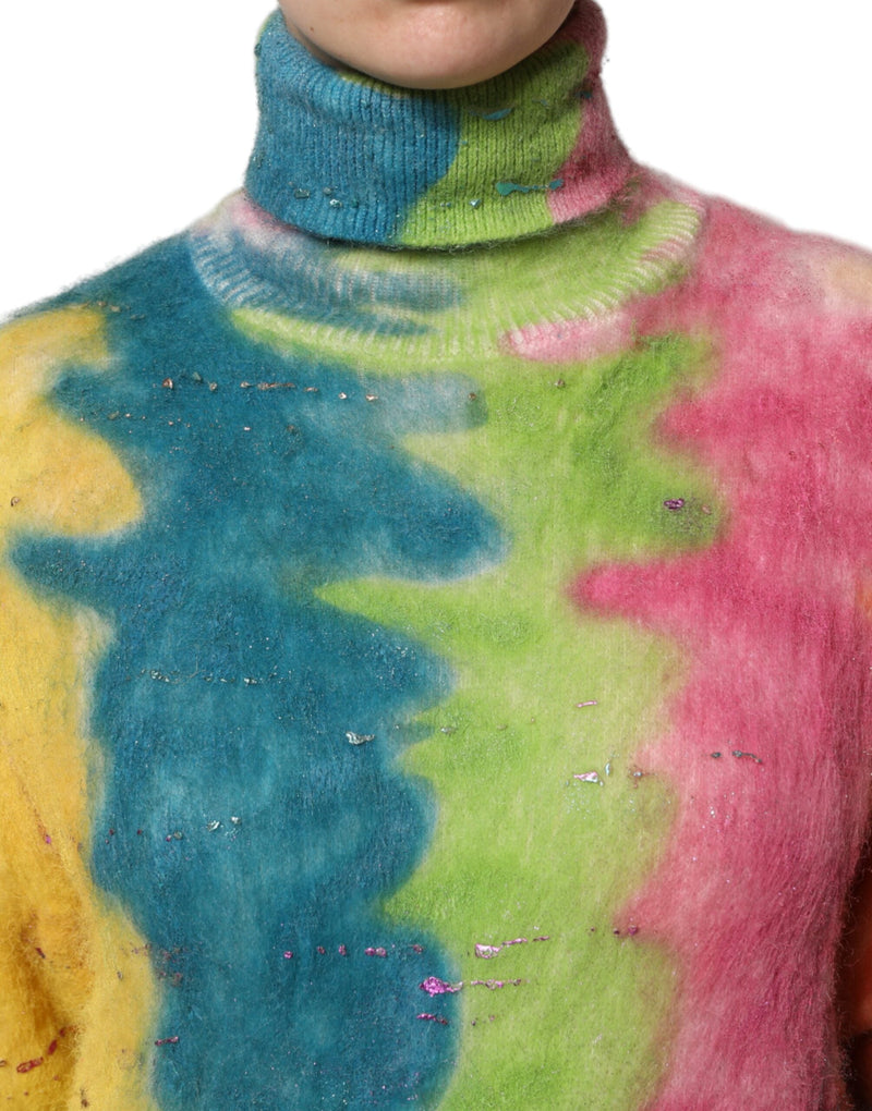 Multicolor Mohair Turtleneck Pullover Sweater Dolce & Gabbana