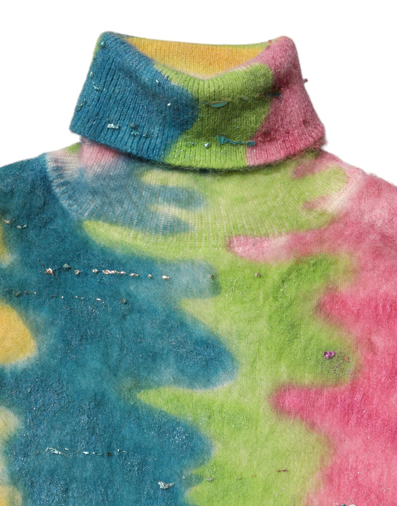 Multicolor Mohair Turtleneck Pullover Sweater Dolce & Gabbana