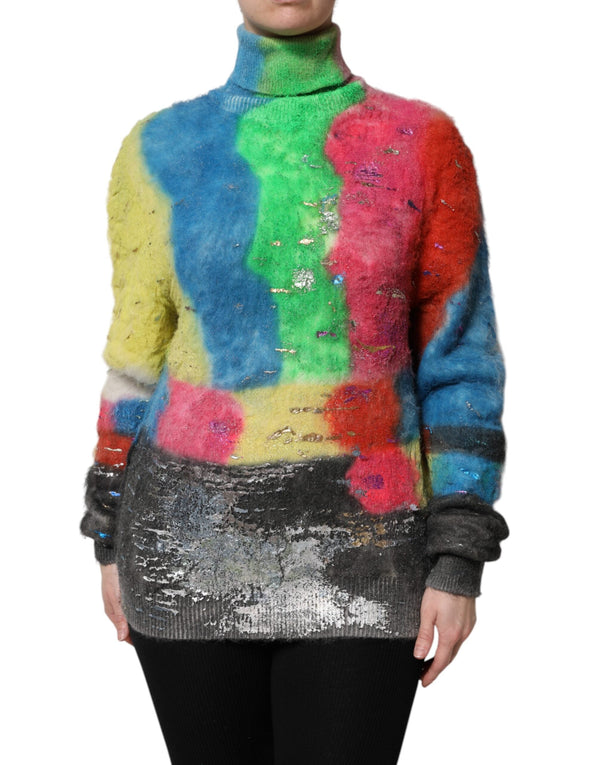 Multicolor Mohair Turtleneck Pullover Sweater Dolce & Gabbana