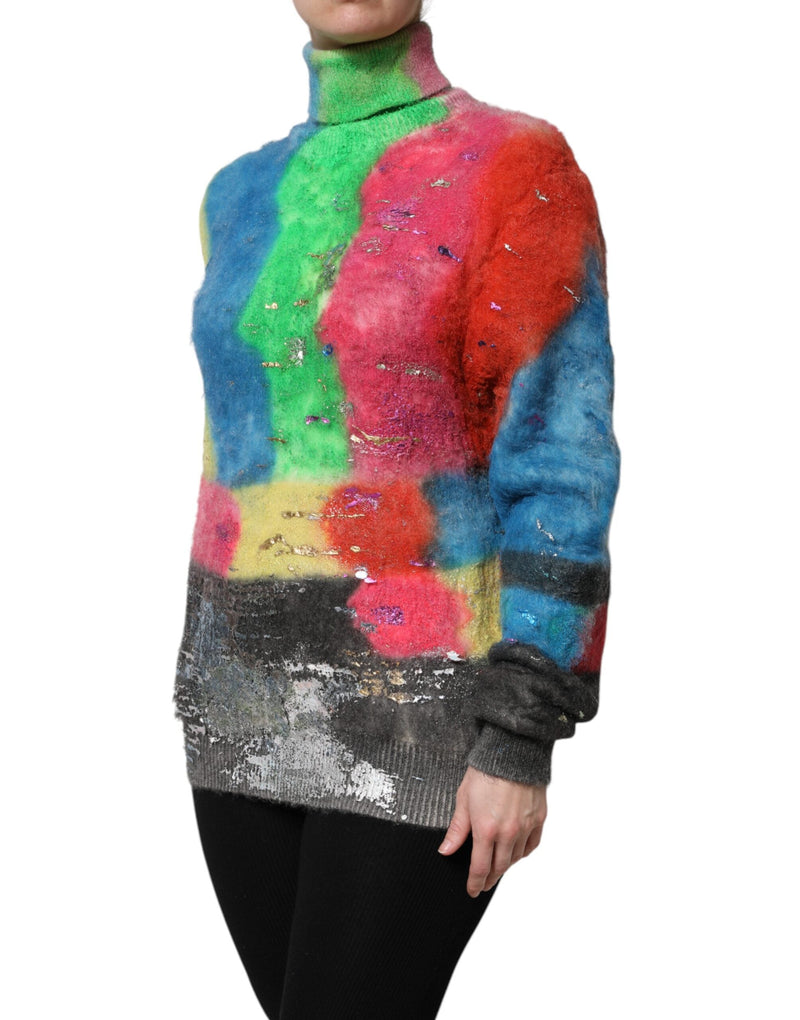 Multicolor Mohair Turtleneck Pullover Sweater Dolce & Gabbana