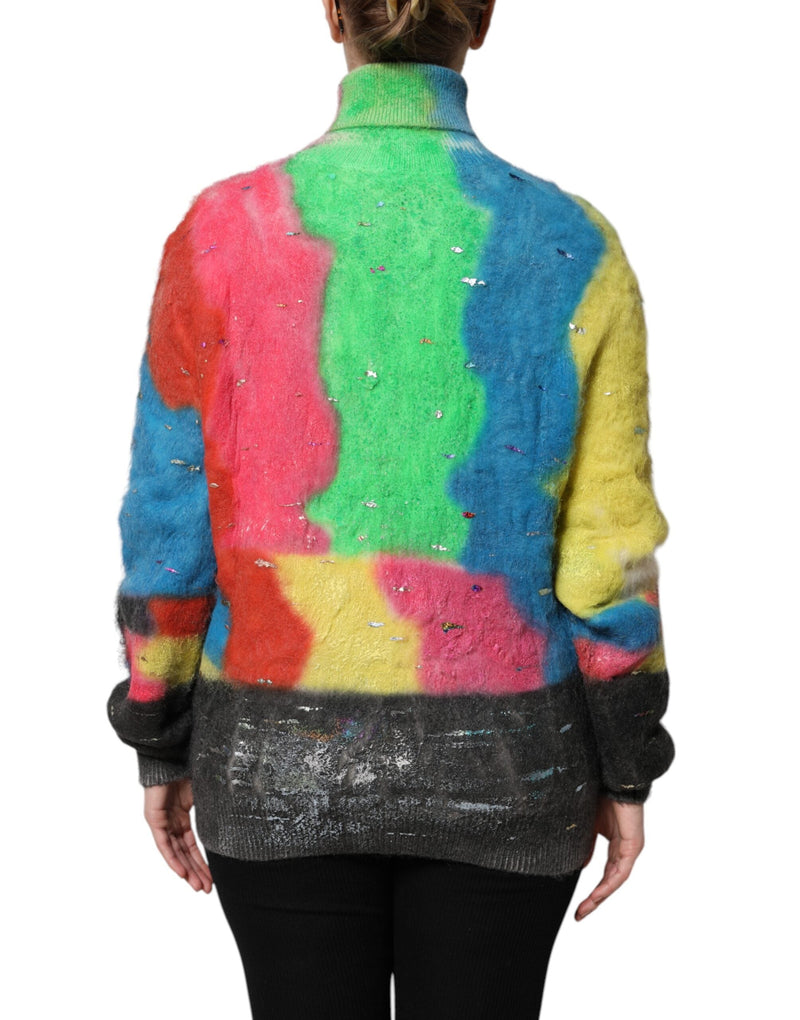 Multicolor Mohair Turtleneck Pullover Sweater Dolce & Gabbana