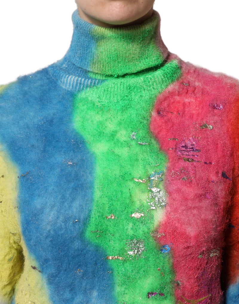 Multicolor Mohair Turtleneck Pullover Sweater Dolce & Gabbana