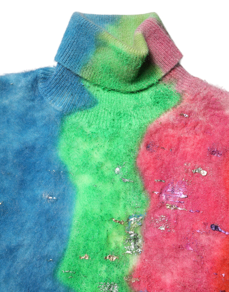 Multicolor Mohair Turtleneck Pullover Sweater Dolce & Gabbana