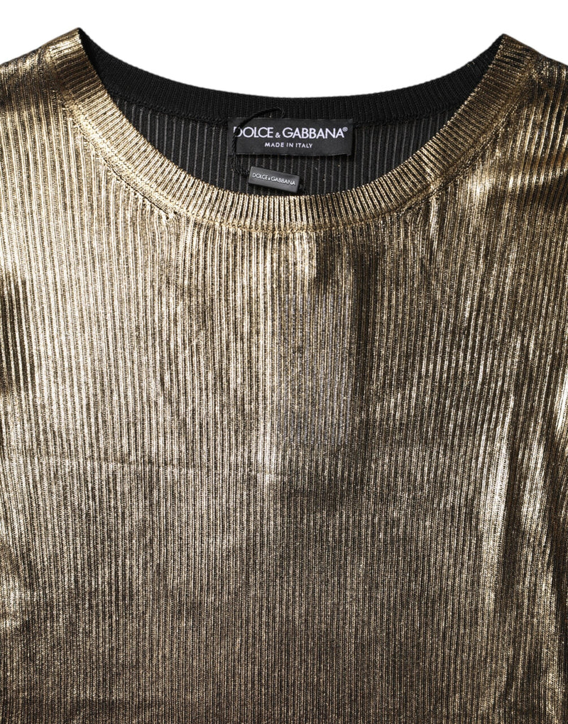 Gold Round Neck Long Sleeve Pullover Top Dolce & Gabbana