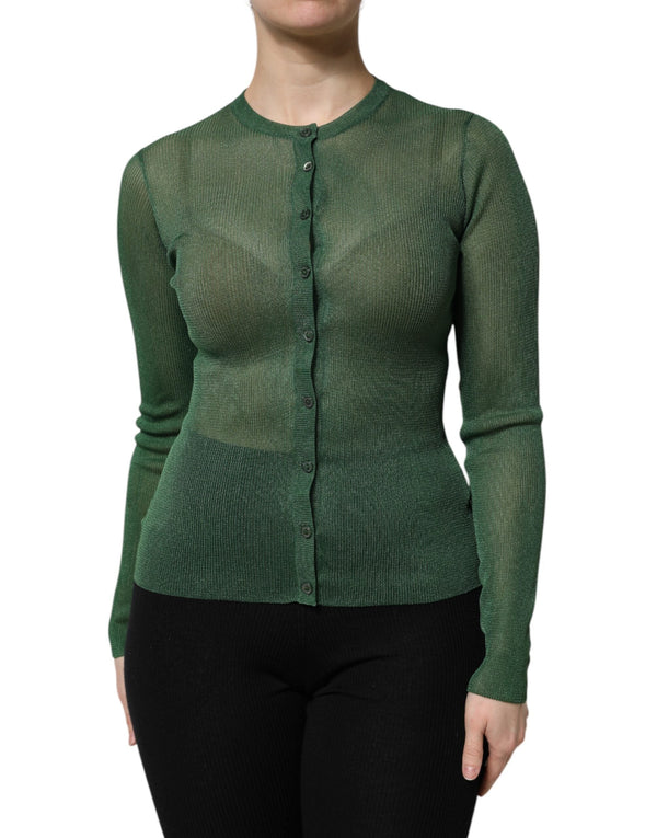 Green Polyester Long Sleeves Cardigan Sweater Dolce & Gabbana