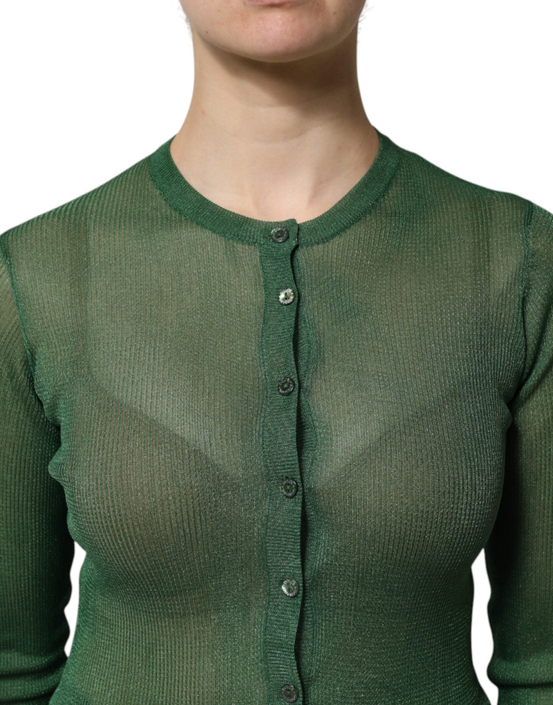 Green Polyester Long Sleeves Cardigan Sweater Dolce & Gabbana