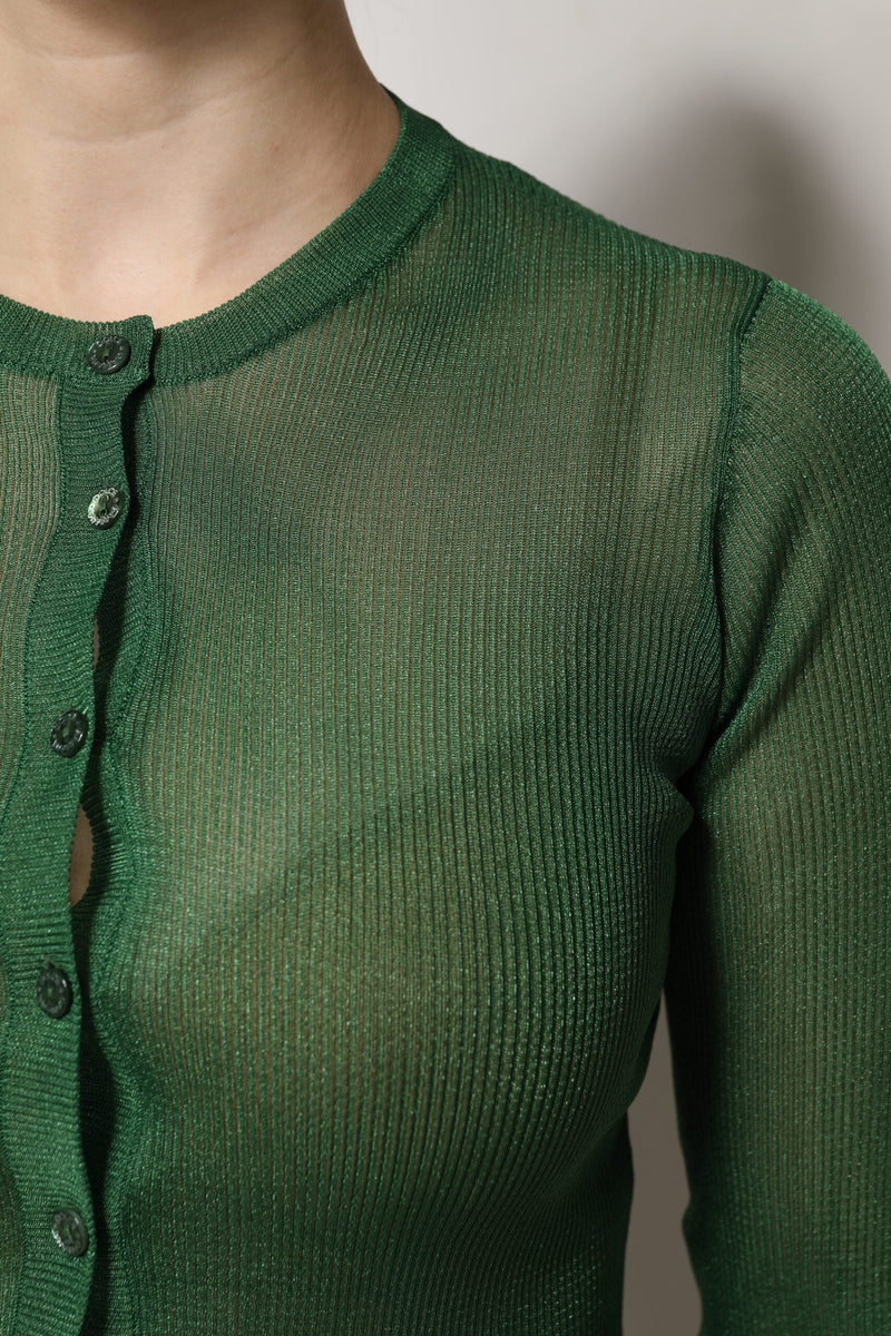 Green Polyester Long Sleeves Cardigan Sweater Dolce & Gabbana