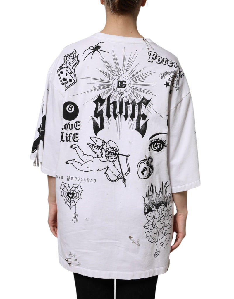 White Cotton DG BLESSED Printed T-shirt Dolce & Gabbana