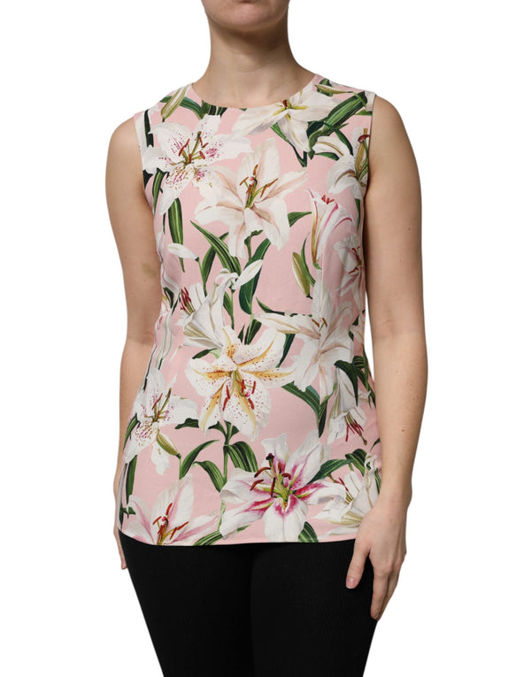 Multicolor Floral Print Round Neck Tank Top Dolce & Gabbana