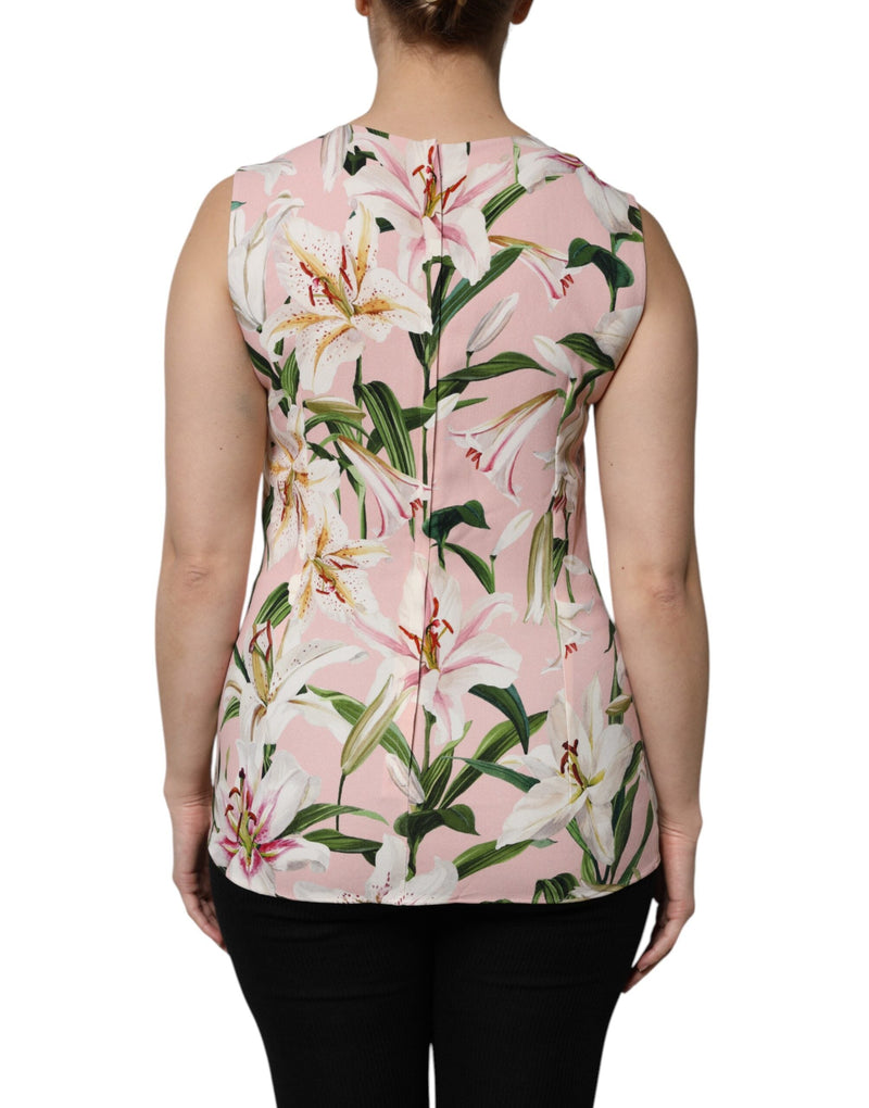 Multicolor Floral Print Round Neck Tank Top Dolce & Gabbana