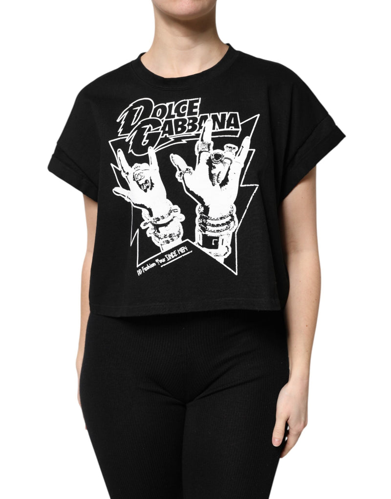 Black Cotton Printed Short Sleeves T-shirt Dolce & Gabbana
