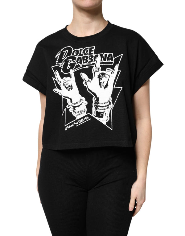 Black Cotton Printed Short Sleeves T-shirt Dolce & Gabbana