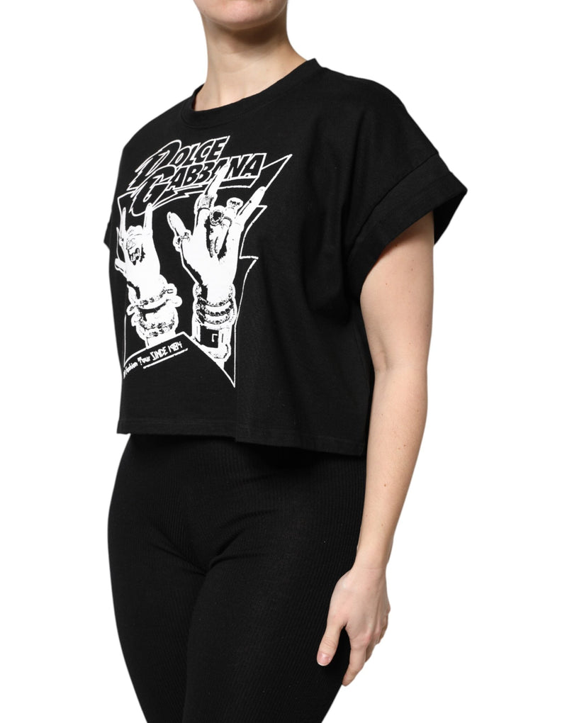 Black Cotton Printed Short Sleeves T-shirt Dolce & Gabbana