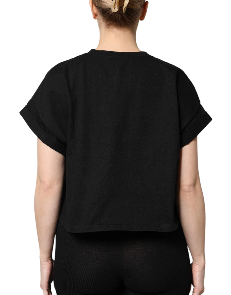 Black Cotton Printed Short Sleeves T-shirt Dolce & Gabbana
