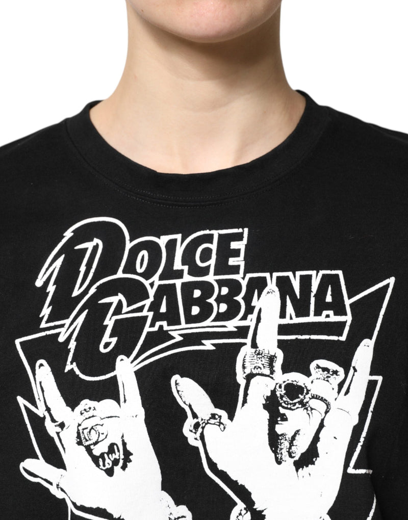 Black Cotton Printed Short Sleeves T-shirt Dolce & Gabbana