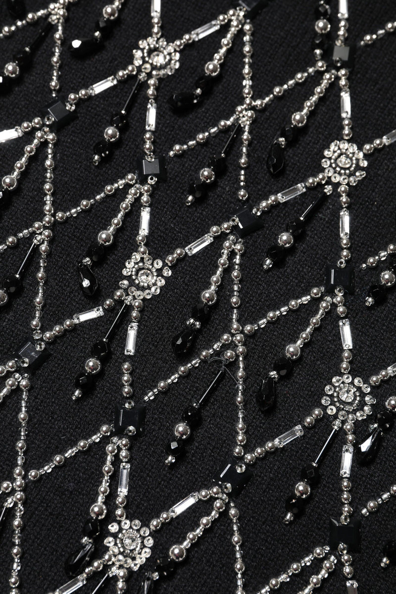 Black Cashmere Embellished Long Sleeves Top Dolce & Gabbana