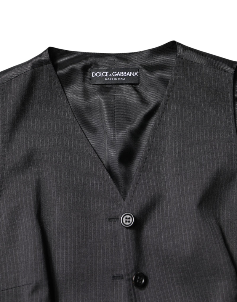 Black Striped Button Down Sleeveless Vest Top Dolce & Gabbana