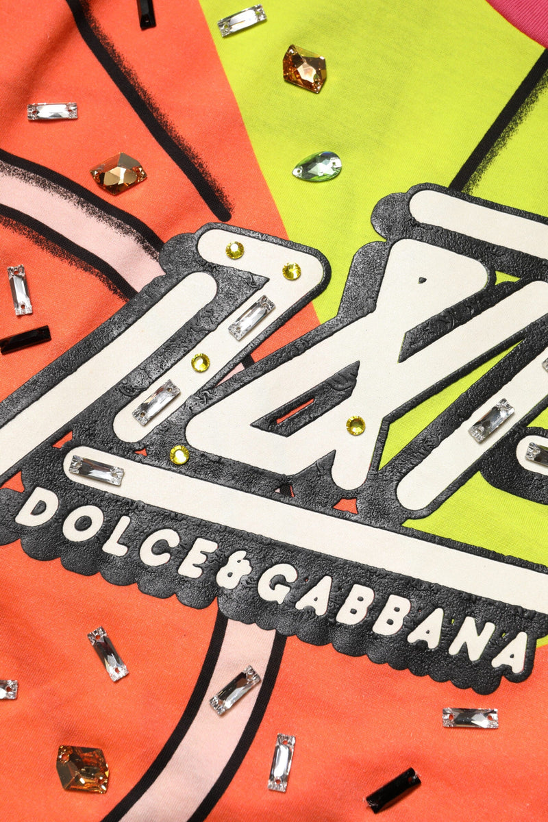Multicolor Printed Crystal Embellishment Top Dolce & Gabbana