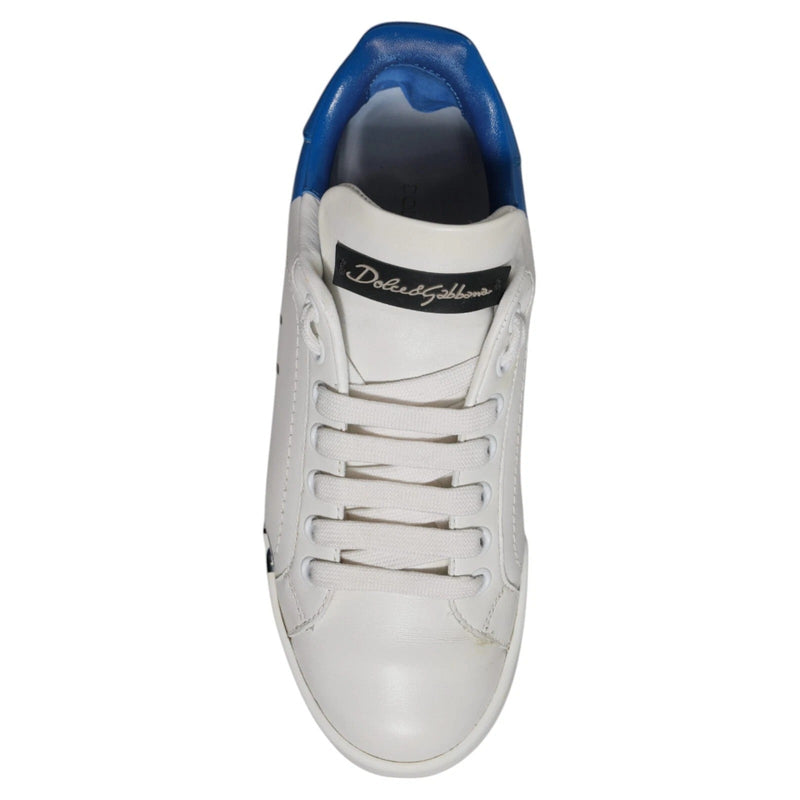 White Blue Logo Portofino Sneakers Shoes Dolce & Gabbana