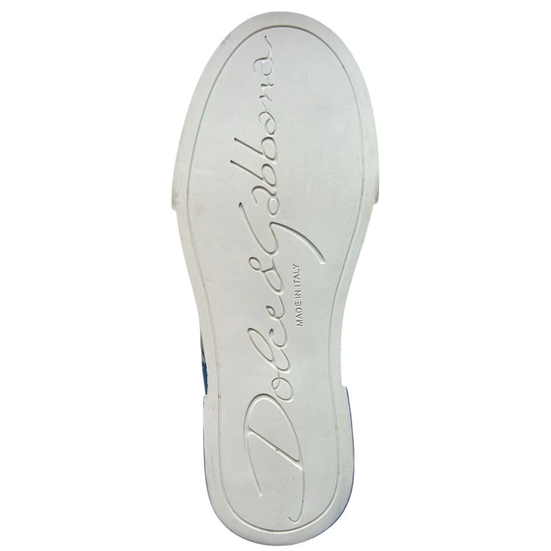 White Blue Logo Portofino Sneakers Shoes Dolce & Gabbana