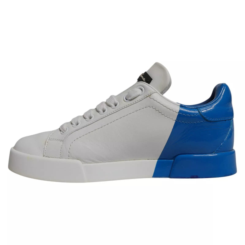 White Blue Logo Portofino Sneakers Shoes Dolce & Gabbana
