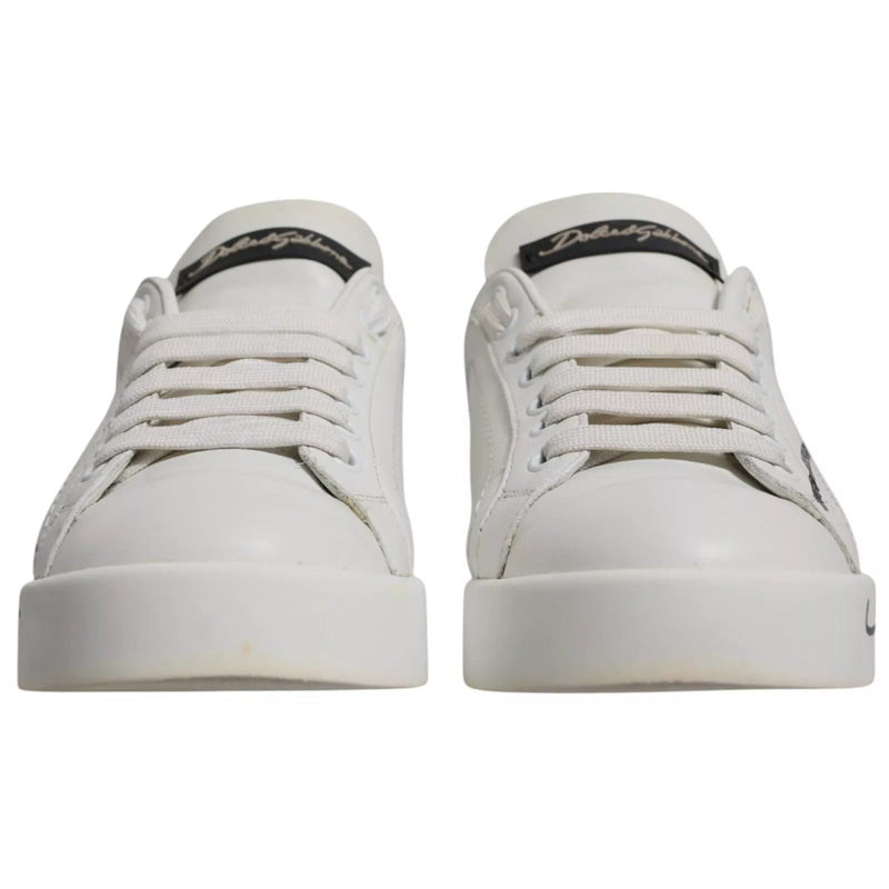 White Blue Logo Portofino Sneakers Shoes Dolce & Gabbana