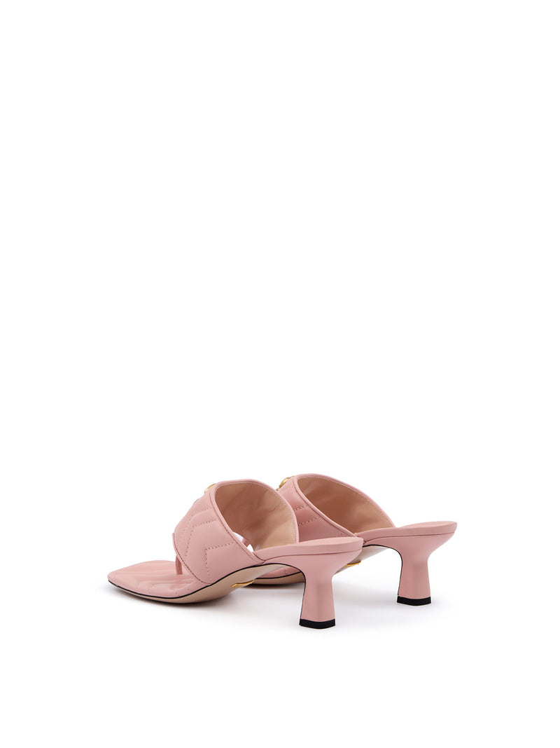 Mystic Pink Nappa Charlotte Leather Sandals Gucci