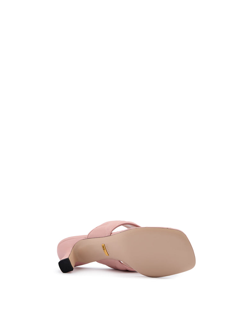 Mystic Pink Nappa Charlotte Leather Sandals Gucci