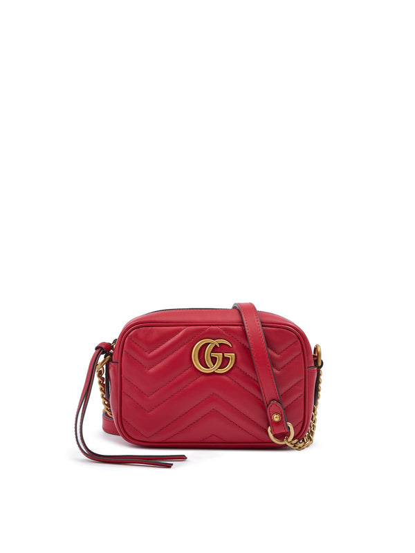 Red Leather GG Marmont Camera Bag Gucci