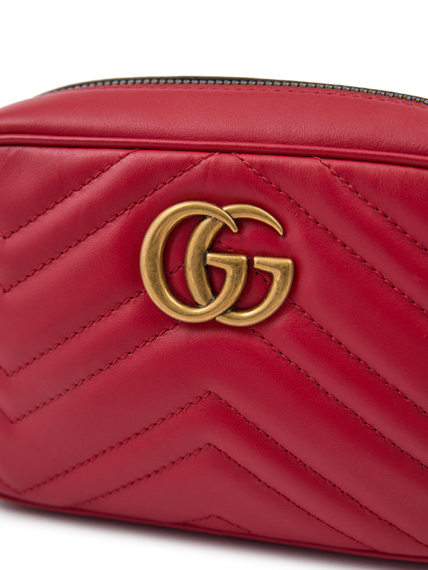 Red Leather GG Marmont Camera Bag Gucci