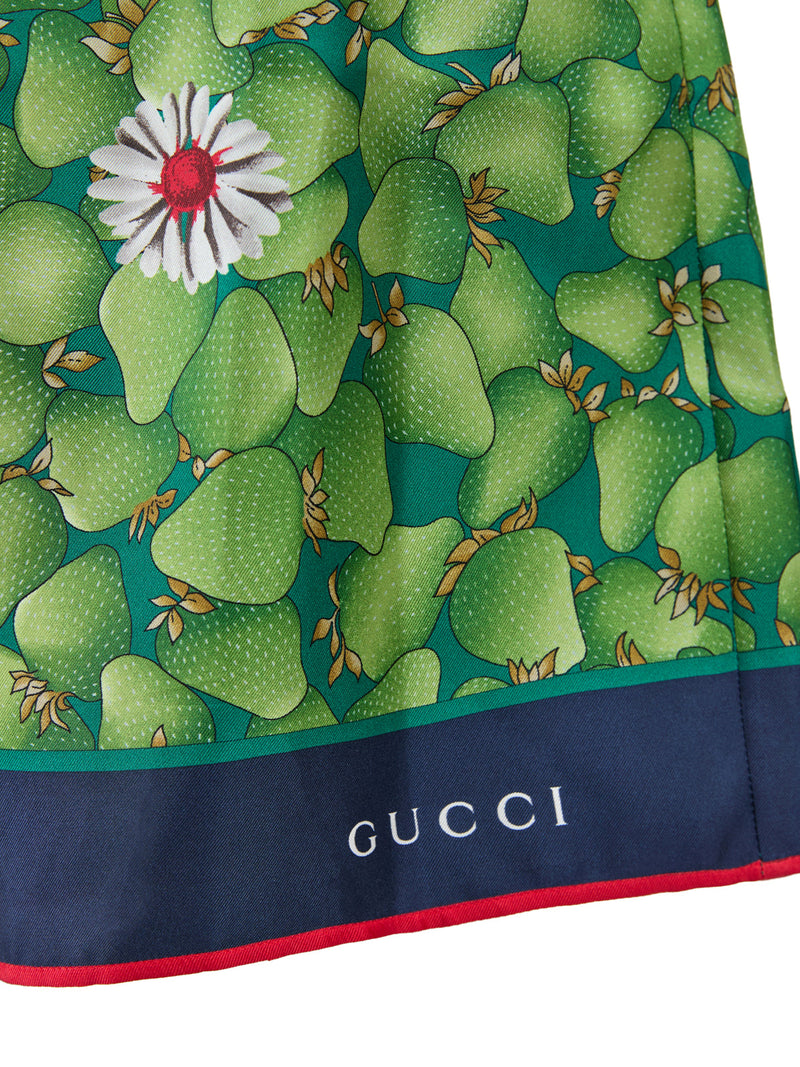 Green Flower Printed Silk Shorts Gucci