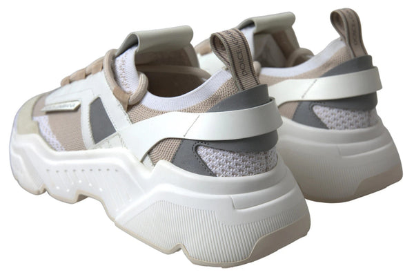 Sneakers White Beige Leather Sport DAYMASTER Shoes Dolce & Gabbana