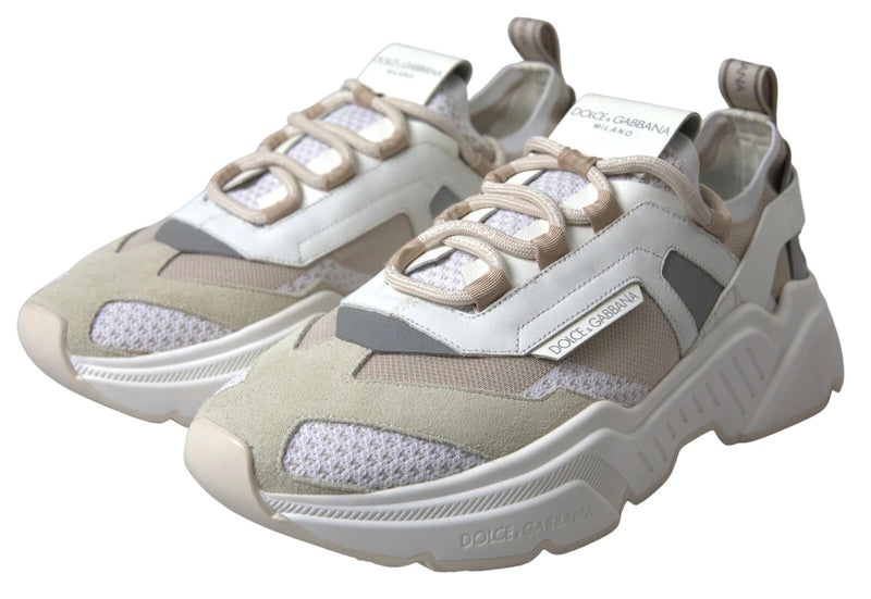 Sneakers White Beige Leather Sport DAYMASTER Shoes Dolce & Gabbana