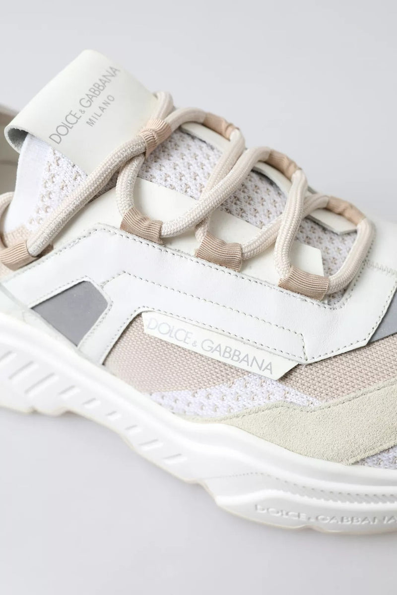 Sneakers White Beige Leather Sport DAYMASTER Shoes Dolce & Gabbana