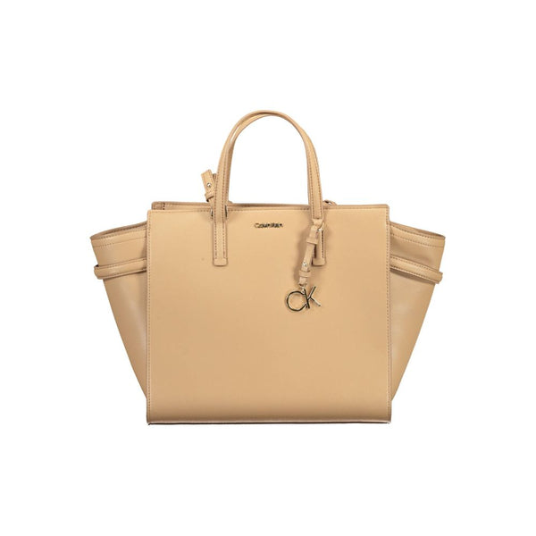 Beige Polyester Women Handbag Calvin Klein