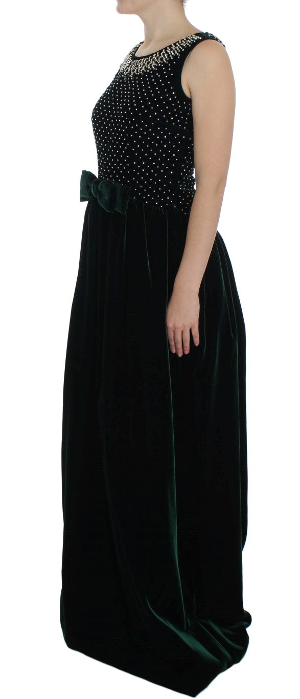 Enchanted Emerald Velvet Crystal Maxi Dress Dolce & Gabbana