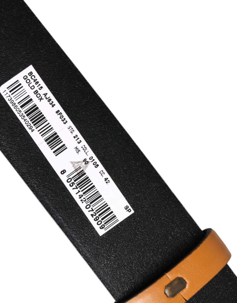 Brown Leather Buckle DG Logo Embossed Belt Dolce & Gabbana