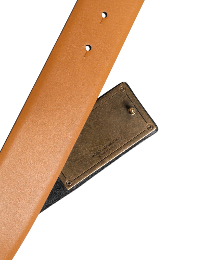 Brown Leather Buckle DG Logo Embossed Belt Dolce & Gabbana