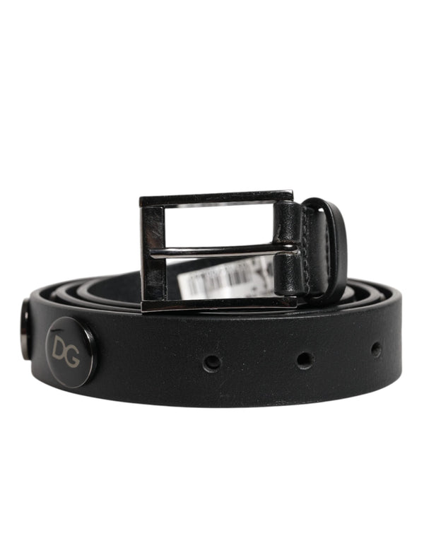 Black Luxury Leather DG Studs Buckle Belt Dolce & Gabbana