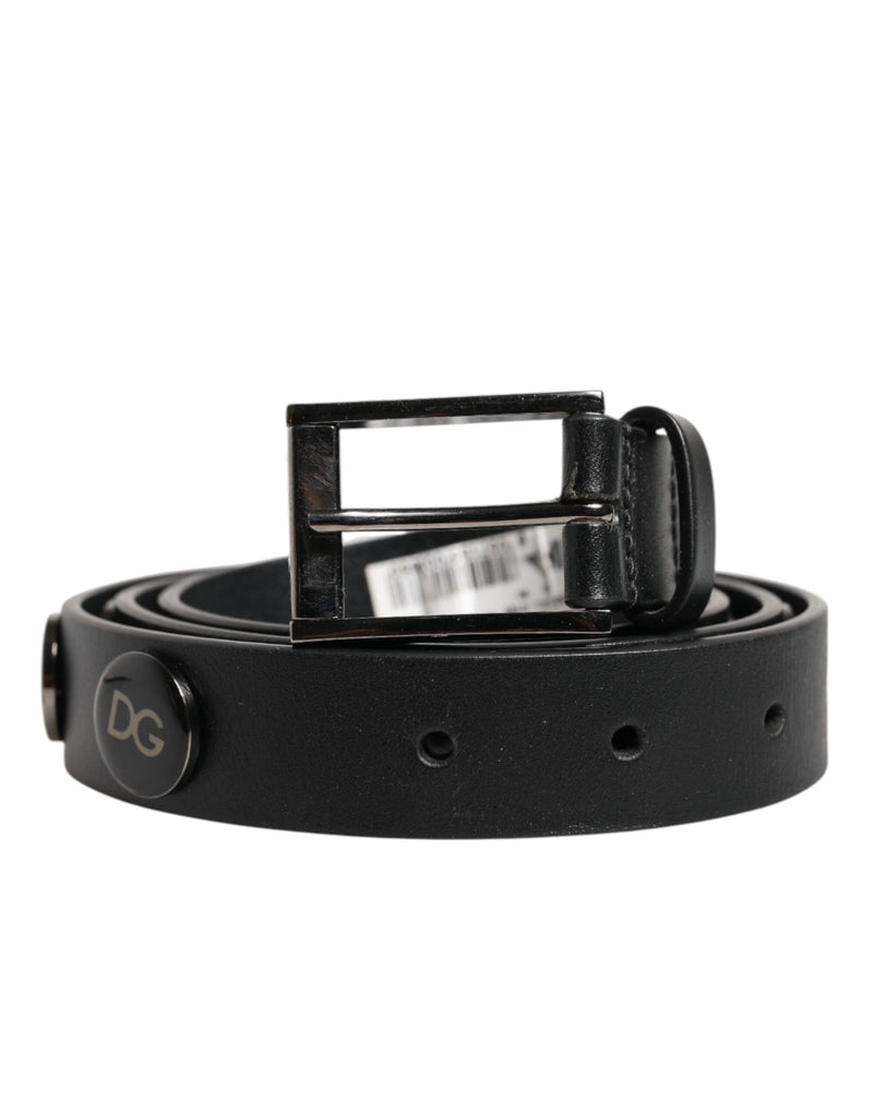 Black Luxury Leather DG Studs Buckle Belt Dolce & Gabbana