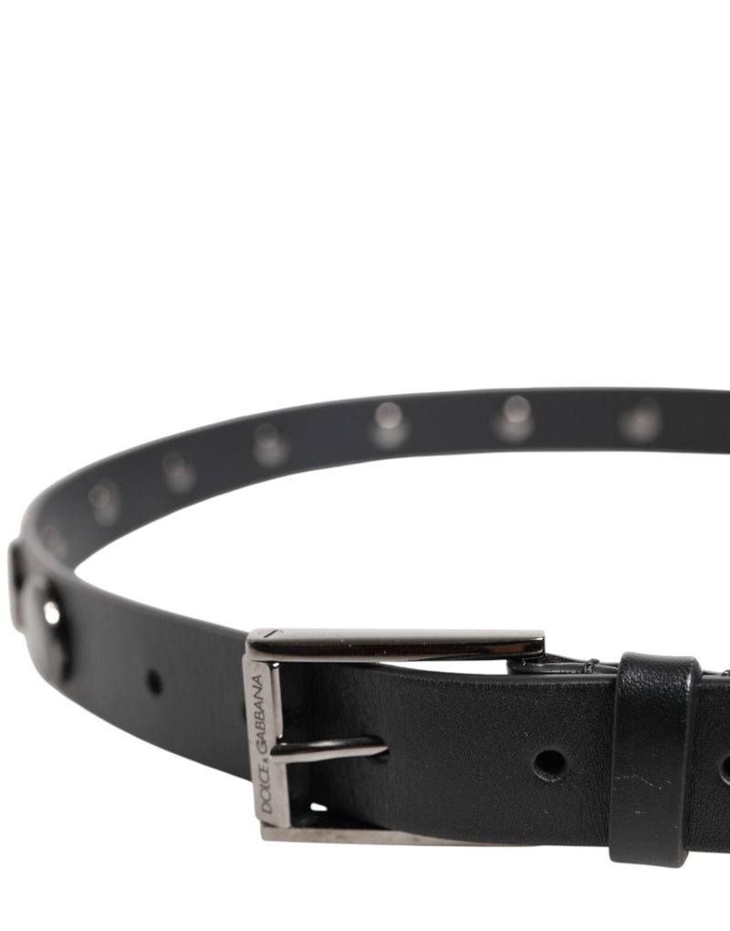 Black Luxury Leather DG Studs Buckle Belt Dolce & Gabbana