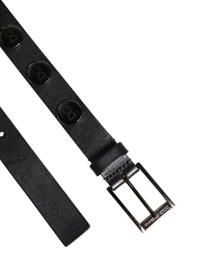 Black Luxury Leather DG Studs Buckle Belt Dolce & Gabbana